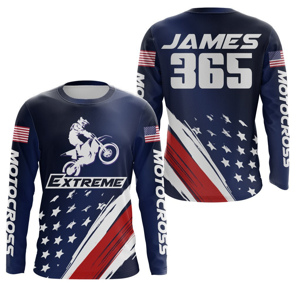 Kid&Adult Motocross Jersey Personalized UPF30+ American Dirt Bike Shirt Off-Road Motorcycle Jersey PDT747
