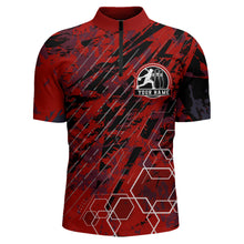 Load image into Gallery viewer, Custom Black&amp;Red Bowling Shirt For Men Personalized Bowling Team Jersey Bowling 1/4 Zip Shirt BDT323