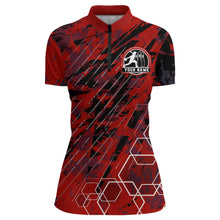 Load image into Gallery viewer, Custom Black&amp;Red Bowling Shirt For Women Personalized Bowling Team Jersey Bowling 1/4 Zip Shirt BDT323