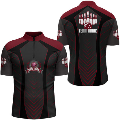 Bowling Quarter-Zip Shirt For Men Custom Name Bowling Jersey Bowling Team Shirt BDT266