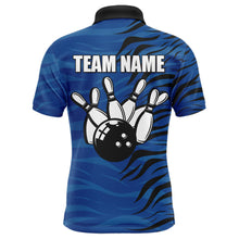 Load image into Gallery viewer, Custom Bowling Polo Shirt Blue Bowling Jersey For Men Personalized Bowling League Shirt BDT338