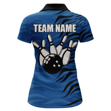 Load image into Gallery viewer, Custom Bowling Polo Shirt Blue Bowling Jersey For Women Personalized Bowling League Shirt BDT338