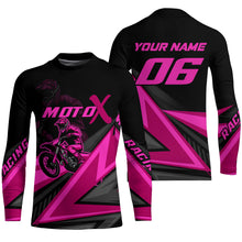 Load image into Gallery viewer, Personalized MotoX Jersey Adult&amp;Kid Upf30+ Pink Motocross Dirt Bike Shirt Off-Road Racing Jersey PDT674