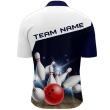 Load image into Gallery viewer, Navy Bowling Quarter-Zip Shirt Men Personalized 3D Bowling Jersey Team League Bowling Shirt BDT283