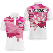 Load image into Gallery viewer, Pink Camo Bowling Jersey Men Women Bowling Team Jersey Custom Bowling Polo Shirts Unisex BDT593