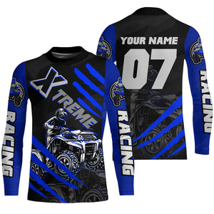 Blue ATV Motocross Jersey Adult Youth UPF30+ Custom Quad Bike Off-Road Jersey ATV MX Racing Shirt PDT641