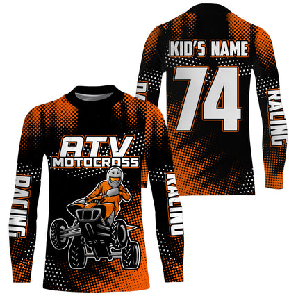 Personalized ATV Motocross Jersey Men Kid UPF30+ Quad Bike Off-Road Jersey Orange ATV Racing Shirt PDT652