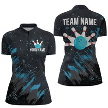 Load image into Gallery viewer, Personalized Blue Bowling Jersey Team Custom 1/4 Bowling Shirt For Men &amp; Women BDT486