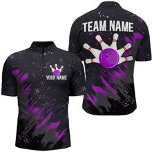 Load image into Gallery viewer, Personalized Purple Bowling Jersey Team Custom 1/4 Bowling Shirt For Men &amp; Women BDT486