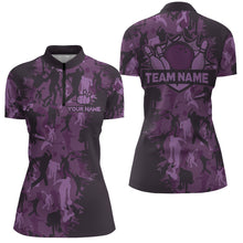 Load image into Gallery viewer, Custom Bowling Shirts Women Camo Bowling Jersey Team League Bowling Quarter-Zip Shirt BDT304