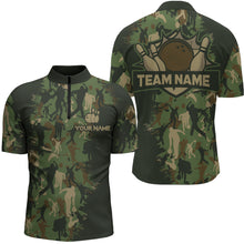 Load image into Gallery viewer, Custom Bowling Shirts Men Camo Bowling Jersey Team League Bowling Quarter-Zip Shirt BDT304