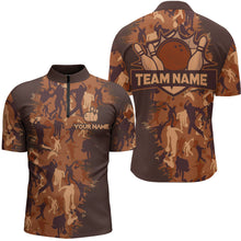 Load image into Gallery viewer, Custom Bowling Shirts Men Camo Bowling Jersey Team League Bowling Quarter-Zip Shirt BDT304