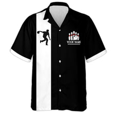 Load image into Gallery viewer, Black&amp;White Bowling Shirt For Men &amp; Women Custom Retro Bowling Jersey Hawaiian Bowling League Shirt BDT534