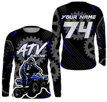 Load image into Gallery viewer, Adult&amp;Kid Blue ATV Motocross Jersey Personalized UPF30+ Quad Bike Shirt Off-Road ATV MX Racing PDT737