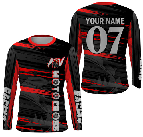 Kid Men Women Red ATV Motocross Jersey Personalized UPF30+ Quad Bike Shirt ATV MX Off-Road PDT738