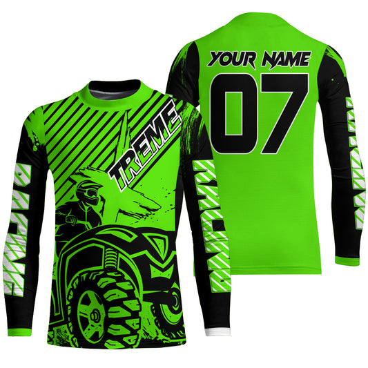 Custom Quad Bike Jersey Kid Men Women Upf30+ Green ATV Motocross Shirt Extreme Rider PDT841