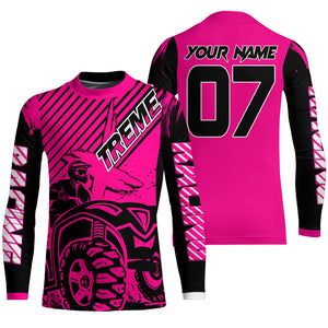 Custom Quad Bike Jersey Kid Men Women Upf30+ Pink ATV Motocross Shirt Extreme Rider PDT841