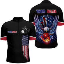 Load image into Gallery viewer, American Bowling Quarter-Zip Shirt For Men &amp; Women Custom Eagle Bowling Team Jersey Black BDT539
