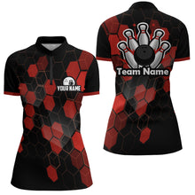 Load image into Gallery viewer, Black&amp;Red Bowling Jersey Women Bowling Team League Shirt Custom Bowling Quarter-Zip Shirt BDT315