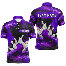 Load image into Gallery viewer, Custom Purple Bowling Polo Shirts Men &amp; Women Lightning Thunder Bowling Team Jerseys BDT455