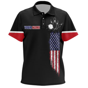 Custom Kid Bowling Polo Shirts Patriotic Bowling Team Jersey Gift For Bowlers BDT510