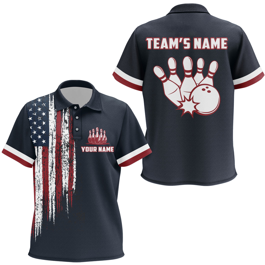 Kid Bowling Shirts Custom Kid Bowling Jersey Patriotic Bowling Polo Shirt For Team BDT513