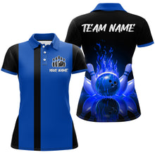 Load image into Gallery viewer, Blue Flame Bowling Shirt for Men &amp; Women Custom Bowling Jersey Team League Bowling Polo BDT547