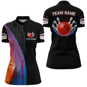 Custom Bowling Quarter-Zip Shirt For Women With Name Funny Bowling Jersey Bowling Team League Shirt BDT151