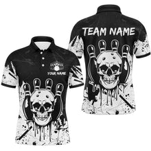 Load image into Gallery viewer, Black Skull Bowling Jersey for Men &amp; Women Custom Polo Bowling Shirt Team Halloween Shirt BDT552