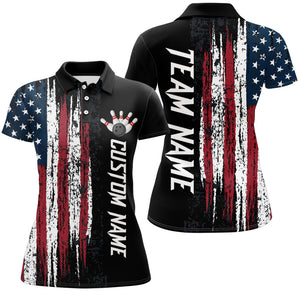 Custom American Flag Bowling Polo Shirts for Men & Women Patriotic Bowling Team Jersey BDT473