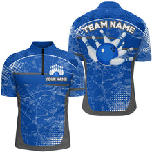 Load image into Gallery viewer, Custom Blue Bowling Shirt For Men &amp; Women Camo Bowling Team Jersey 1/4 Zip Bowling Shirts BDT582