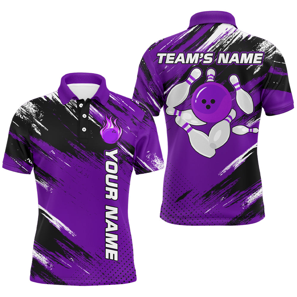 Custom Bowling Jersey for Men & Women Flame Purple Bowling Polo Shirt Team League BDT556