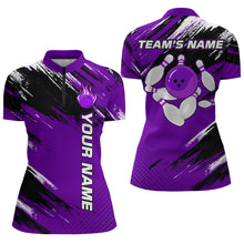 Load image into Gallery viewer, Custom Bowling Jersey for Men &amp; Women Flame Purple Bowling Quarter-Zip Shirt Team League BDT556