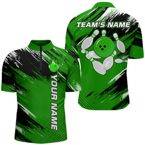 Custom Bowling Jersey for Men & Women Flame Green Bowling Quarter-Zip Shirt Team League BDT556