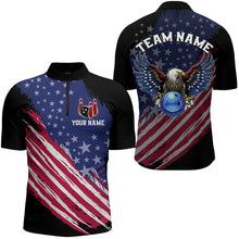 Load image into Gallery viewer, American Bowling Shirt Men &amp; Women Eagle Bowling Jersey Custom Team Bowling Shirts 1/4 Zip BDT587