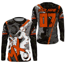 Load image into Gallery viewer, Kid Men Women Custom Orange Motocross Off-Road Jersey UPF30+ Extreme MX Dirt Bike Shirt Motorcycle PDT613