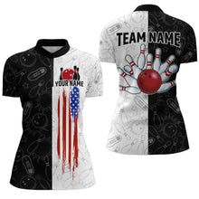 Load image into Gallery viewer, Black&amp;White Bowling Shirt Men &amp; Women Custom Patriotic Bowling Team Jersey Bowling 1/4 Zip BDT561