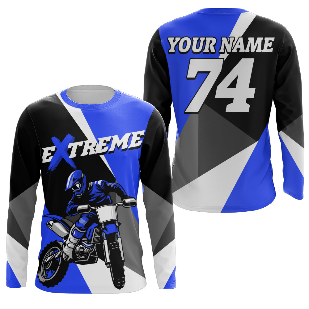 Kid Men Women Dirt Bike Jersey Blue Upf30+ Custom Motocross Shirt Motorcycle Racing PDT676
