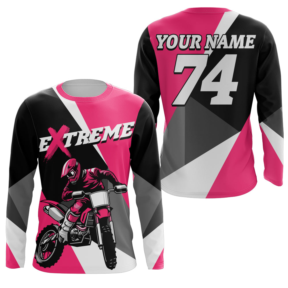 Kid Men Women Dirt Bike Jersey Pink Upf30+ Custom Motocross Shirt Motorcycle Racing PDT676