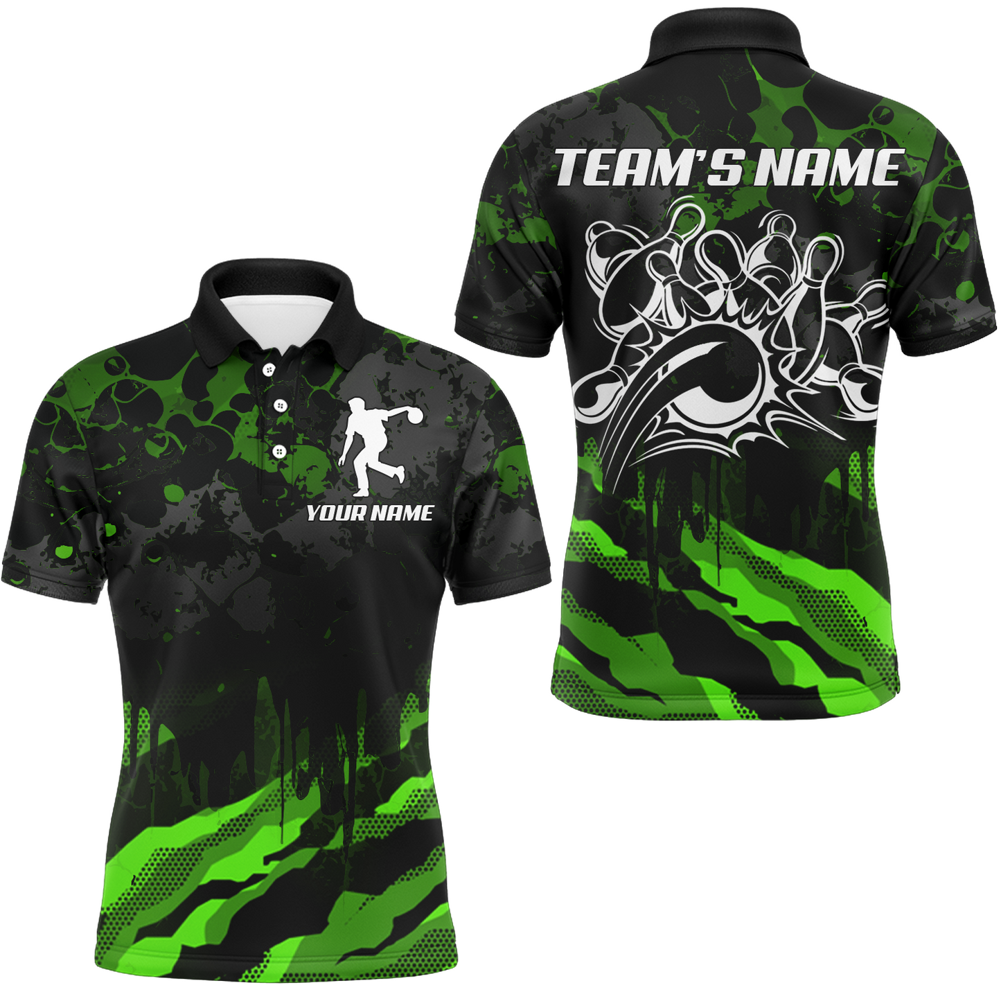 Men Bowling Polo Shirt Custom Camo Bowling Jersey Bowling Team League Shirt BDT285