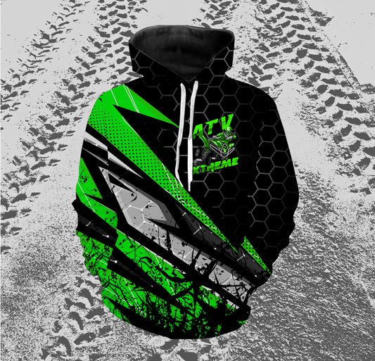 Adult ATV Quad Hoodie Green Custom Quad Bike Hooded Jersey Men Women Extreme Off-Road PDT905