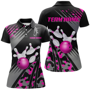 Custom Bowling Jerseys Men Women Bowling Shirt Pink Camo Bowling Team Shirt Polo BDT595