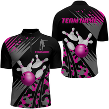 Load image into Gallery viewer, Custom Bowling Jerseys Men Women Bowling Shirt Pink Camo Bowling Team Shirt Quarter-Zip BDT595