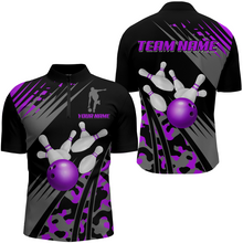 Load image into Gallery viewer, Custom Bowling Jerseys Men Women Bowling Shirt Purple Camo Bowling Team Shirt 1/4 Zip BDT595