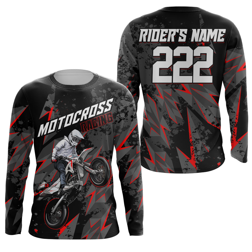 Custom Motocross Jersey Kid Men Women UPF30+ Red Dirt Bike Shirt MX Riding Off-Road Motorcycle PDT628
