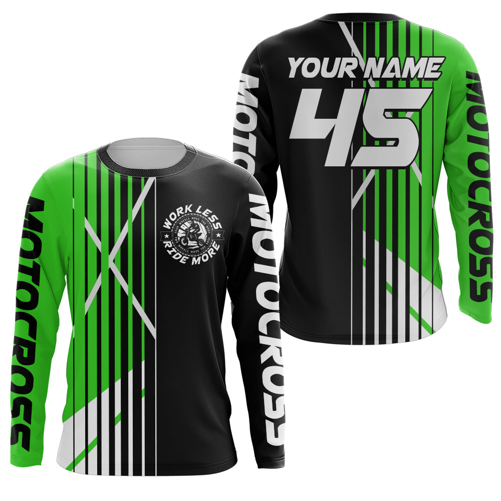 Work Less Ride More Custom Dirt Bike Jersey UPF30+ Women Men Kid Motocross Racing Shirt MX Off-Road PDT639