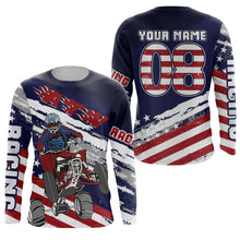 Load image into Gallery viewer, Personalized ATV Motocross Jersey Men Kid UPF30+ American Flag Quad Bike Off-Road Jersey ATV Shirt PDT649