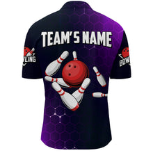 Load image into Gallery viewer, Purple Bowling Quarter-Zip Shirt for Men Custom Bowling Jersey Bowling Team League Shirt BDT258