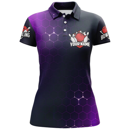 Purple Bowling Polo Shirt for Women Custom Bowling Jersey Bowling Team League Shirt BDT258