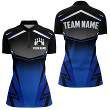 Load image into Gallery viewer, Custom Bowling Shirts Men &amp; Women Blue Bowling Team Jersey Unisex 1/4 Zip Bowling Uniform BDT530
